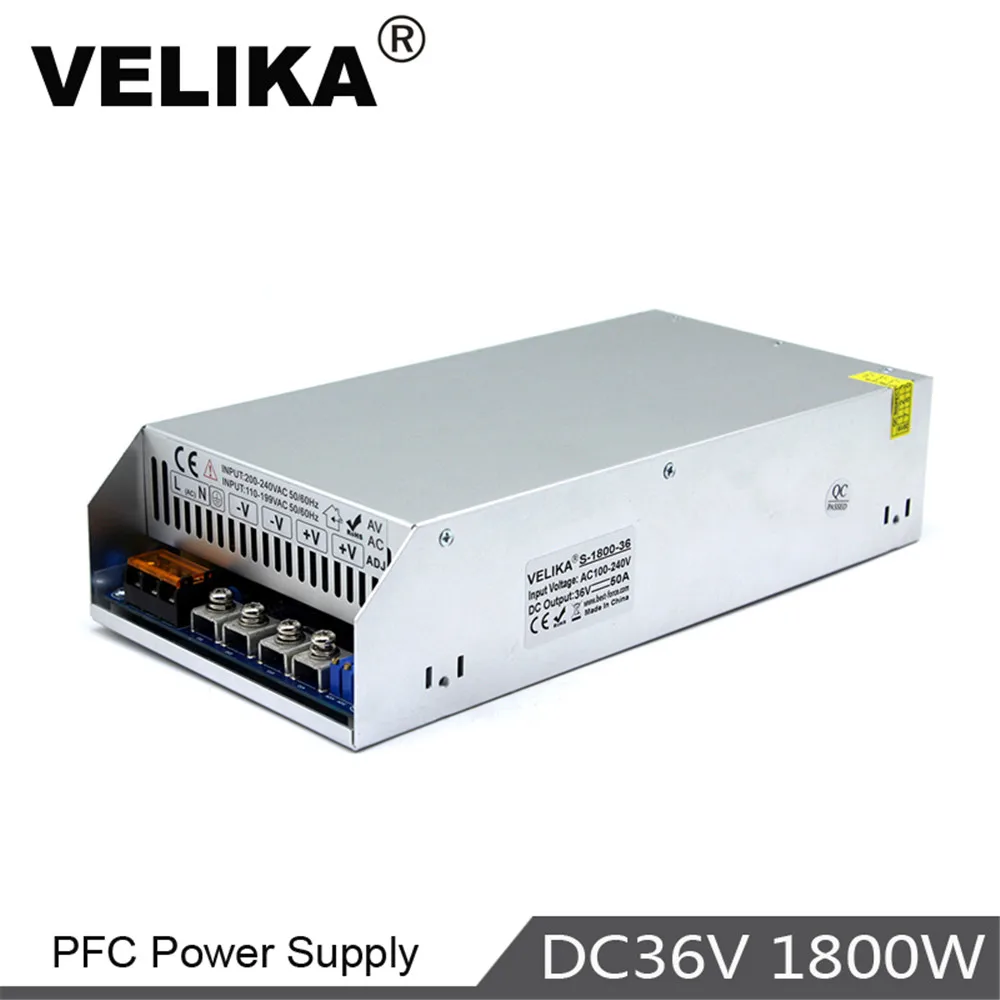 Универсальный DC 36V источник питания 50A 1800W Регулируемый импульсный источник питания s адаптер трансформатор 110V 220V AC к DC36V для ЧПУ видеонаблюдение двигатель