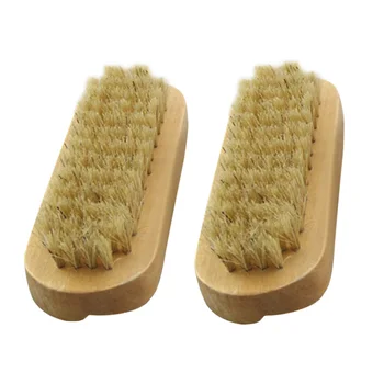 

2 Pcs Natural Two Sided Wooden Manicure Pedicure Hand Brushes Tools for Kids Women
