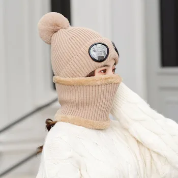 

Free shipping Women Knitted Wool Scarf and Beanie Hat Pom Cap Set Warm Winter Scarf