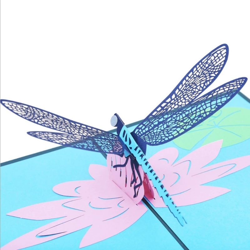  3D Pop Up Greeting Card Dragonfly Handmade Birthday Christmas Wedding Invitation D08D - 4000357852083