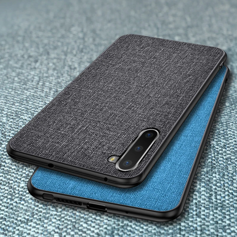 

Ikrsses For Samsung Note 10 Plus Luxury PU hard shell back Soft TPU Simple Cloth Case For Galaxy Note 10 Pro All-inclusive Cover