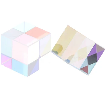 

Prism Six-Sided Bright Light Combine Cube Prism Stained Glass Beam Splitting Prism Optical Experiment Instrument
