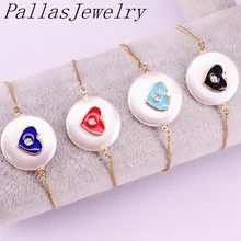 10 шт эмалированные разных цветов Сердце с шармом оболочки бусины браслет для женщин девушки ювелирные изделия