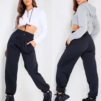 

Women 2 Pcs Running Set 2020 Fashion 1/4 Zipper Joggers Suits Workout Loose Sweatshirts Casual Pants Sportswear