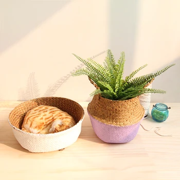 

Handmade Seagrass Belly Storage Basket Straw Basket Wicker Basket Garden Flower Pot Planter Laundry Basket
