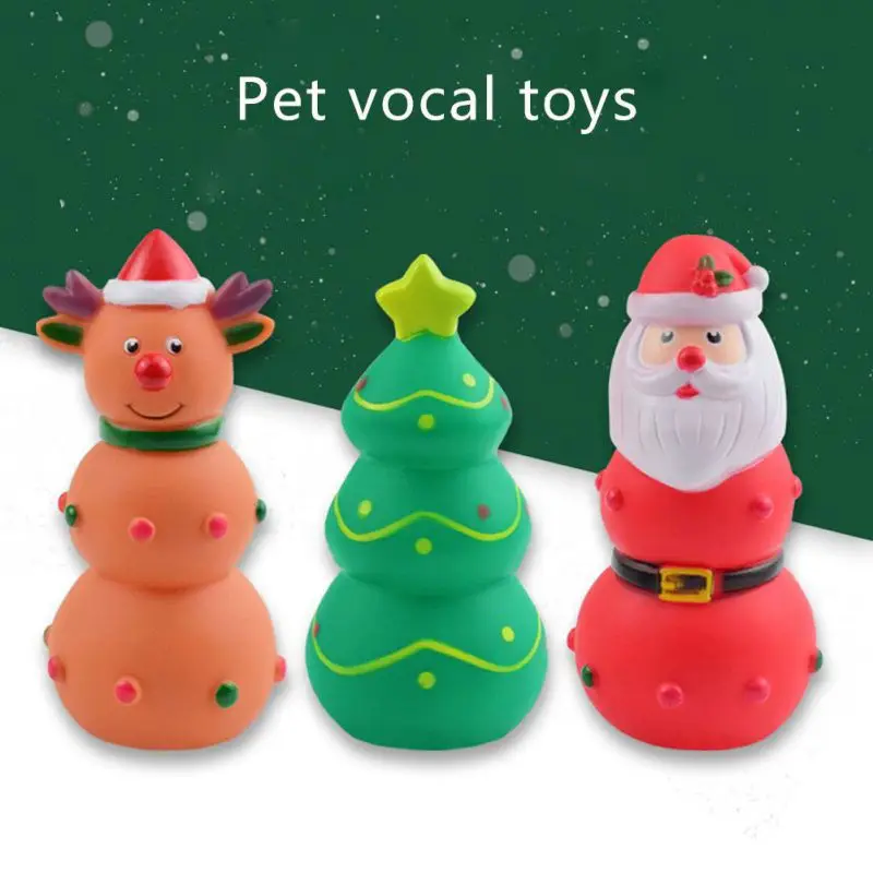 Christmas Tree Santa Claus Elk Dog Squeaky Chew Toy For Small Medium Dogs Interactive Play