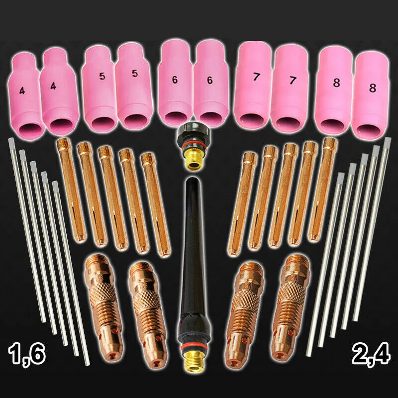 

TIG Wear Spare Part Set Welding Welder Machine Accessories Tool 36pcs Kit Gas Nozzles Clamping Sleeves