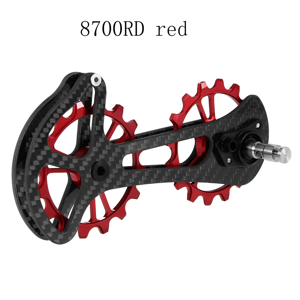 8700RD red 16T велосипедный керамический подшипник Jockey шкив колеса Набор волокна CNC задний переключатель направляющая для Shimano 6800/6870/4600/9000/9070 - Цвет: 8700RD red