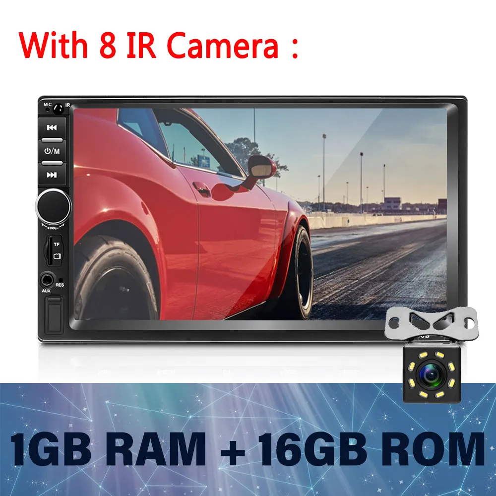 With 8 IR Camera AMPrime Android 2din Автомагнитола " автомобильный мультимедийный плеер Авто Стерео Зеркало Ссылка FM 2din радио Кош Кассетный рекордер - Цвет: With 8 IR Camera