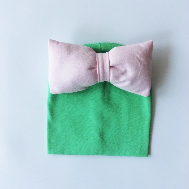 green pink Детская шапка для девочек, хлопковая шапка с бабочкой для девочек, зимняя детская шапка, детские шапки, шапка s - Цвет: green pink