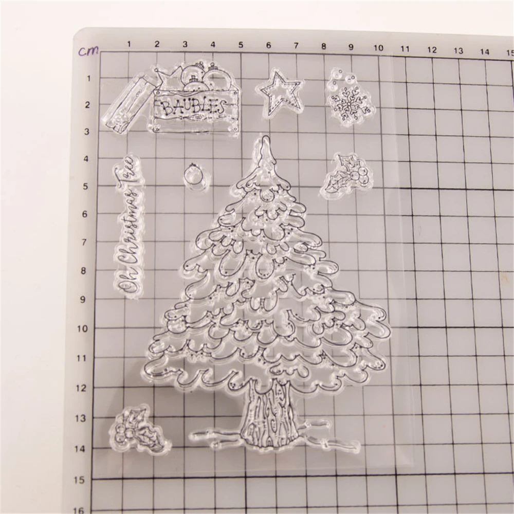 Набор металлических штампов и прозрачных штампов для рождественской елки, новинка, Рождественский Скрапбукинг для изготовления открыток, альбомов, трафаретов для рукоделия, новинка