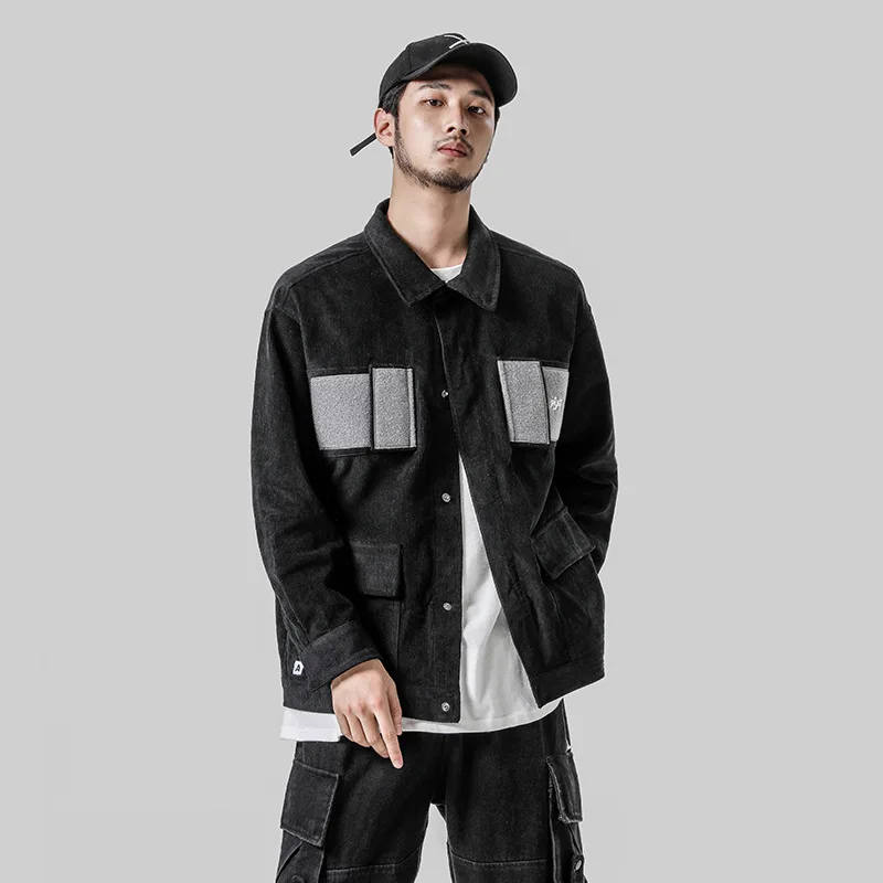 

City Where the Product 2019 Autumn Clothing New Style Chest Creative Patch Pocket Casual Fold-down Collar Jacket Autumn Clothing