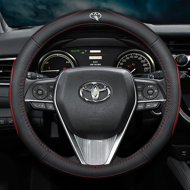 No Smell Thin Car Genuine Leather Steering Wheel Covers for Toyota Yaris Vios Vellfire Fortuner Camry Corolla Prado Accessories