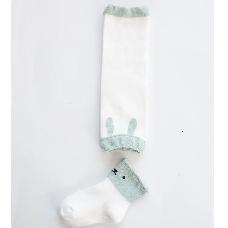 Всесезонные детские носки с героями мультфильмов детские наколенники носки, костюм для малышей учатся ходить ползать зимние осенние носки толстые теплые носки - Color: Green Rabbit