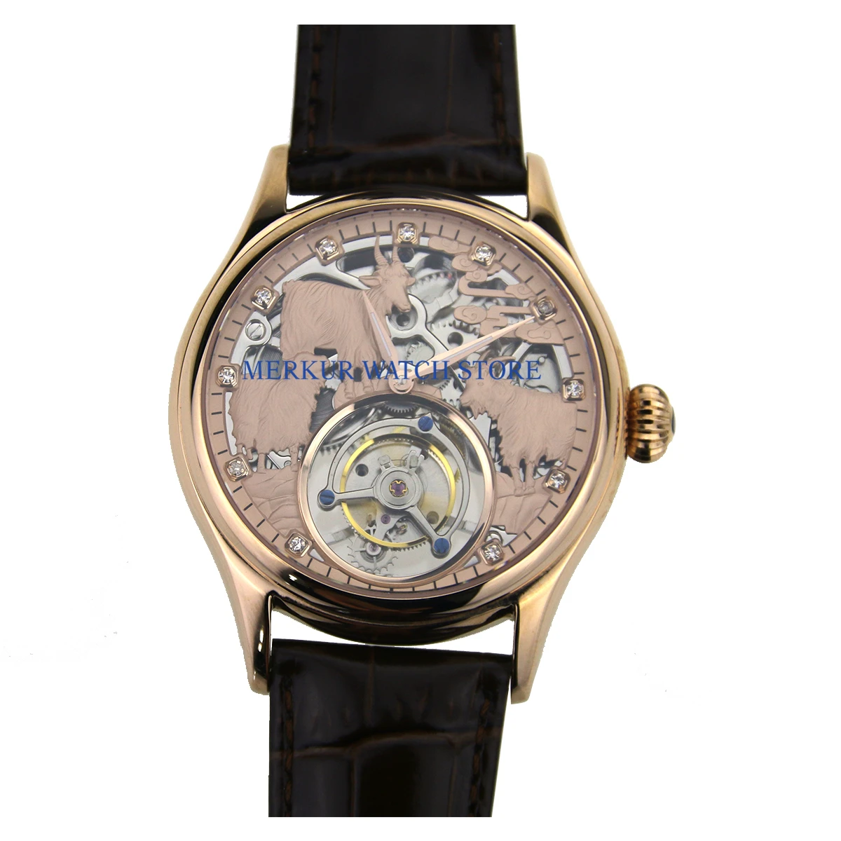 Sugess мужские часы Механические чайки Ханчжоу Высокая Beat Tourbillon движение Skelenton роскошное платье Золотая Коза
