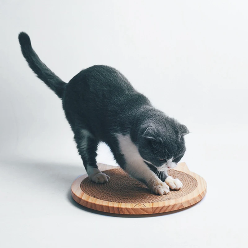 

Cat Toy Suckers Sisal Scratch Pad With Wooded Cat Ear Shaped Frame Pet Indoor Exercise Interactive Toy For Cat Training Supplies