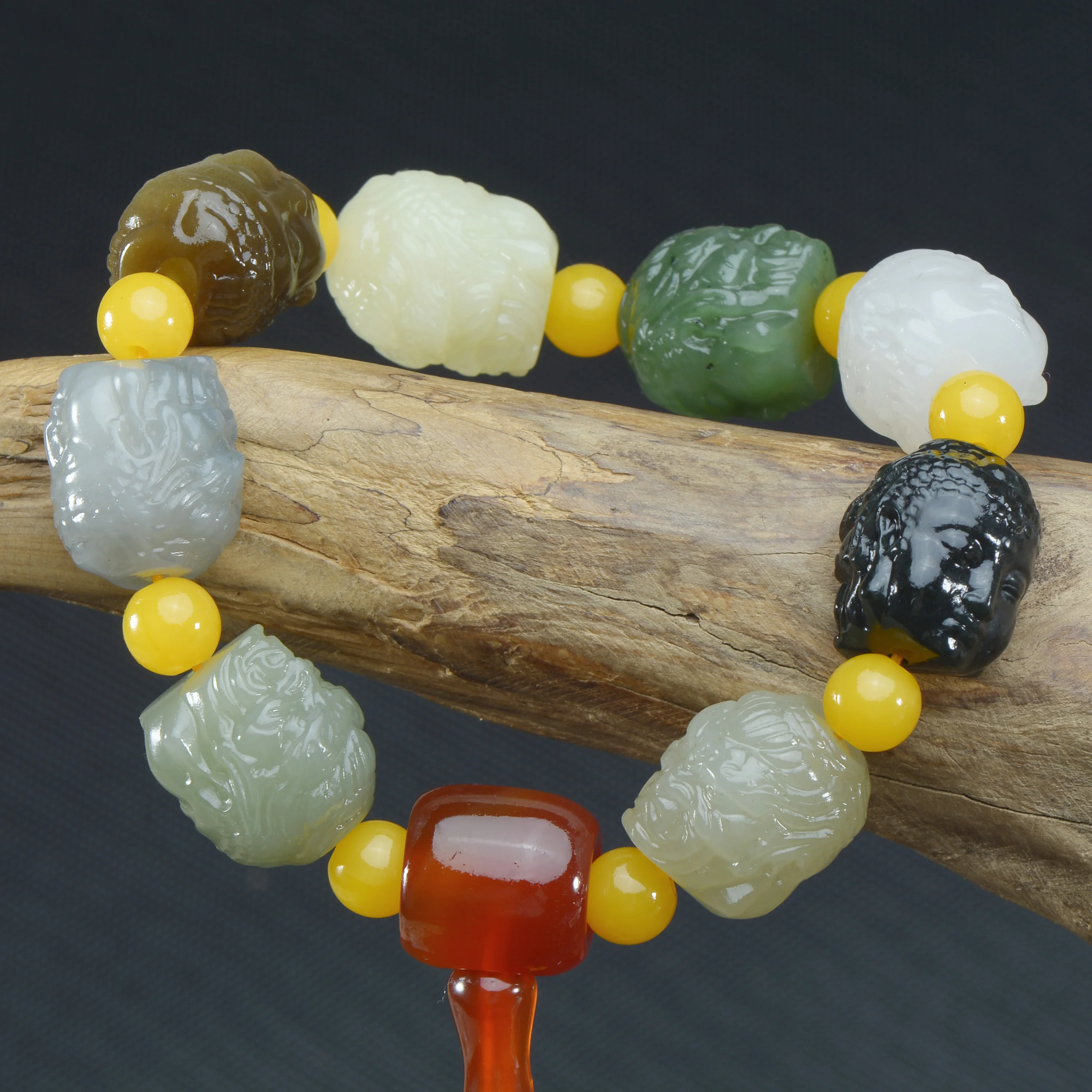 Genuine hetian jade bracelet hand-carved unique jadite jade beads bracelets for men women jade jewelry christmas bracelet