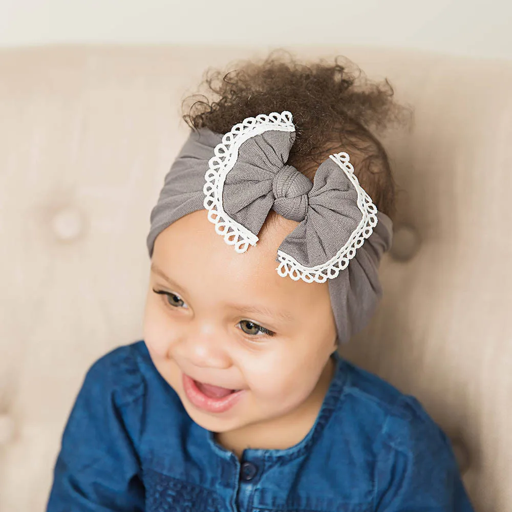 2020 Brand New Newborn Toddler Baby Girls Baby Bow Lace Elastic Hair Headband Hair Accessories Baby Gifts