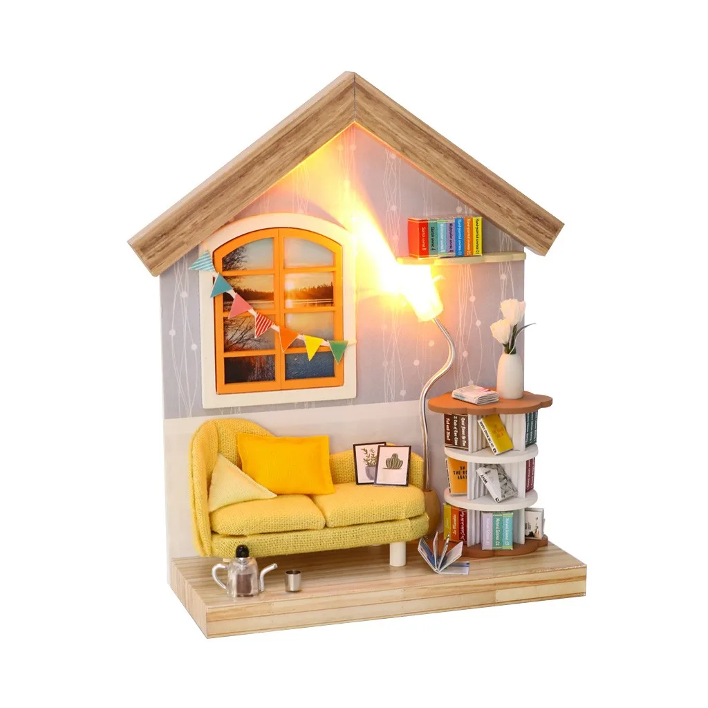 3D деревянные DIY Миниатюрные Куклы для кукольного домика дома мебель комнаты; декор рождественские игрушки для детей Взрослые подарок на день рождения#905