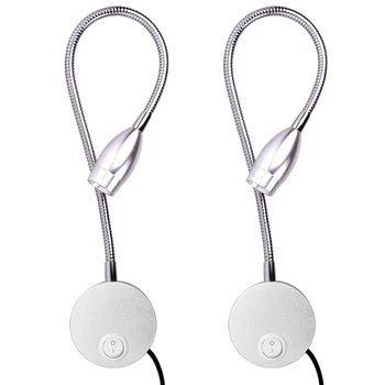 

Reading Lamps, LED Wall Mounted Reading Light for Bed Headboard Goose Neck Plug Wired Sconce Lamp (2 Pack, Warm White) US Plug