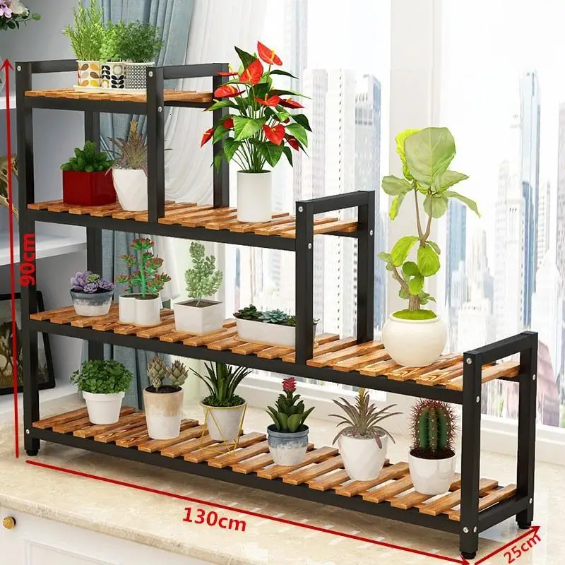 Горшок Escalera Decorativa Madera Rak Bunga Estanteria Para Plantas деревянный стеллаж Dekoration балкон открытый цветок стенд завод полка - Цвет: Version F