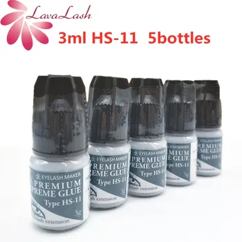 

5 bottles 3ml Elite HS-11 Eyelash Extensions Glue Fast Dry Long Time Strong Glue dry time 1-2S 7-8 weeks Fake lashes glue tools