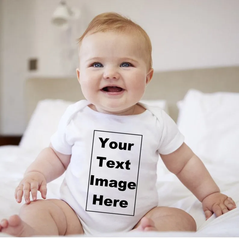 Custom Made YOUR TEXT HERE Baby Romper Newborn Baby Boy Girl 100% Cotton Short Sleeve Infant Baby Clothes 4
