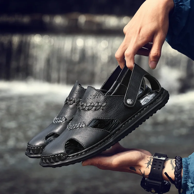

Dynamic MEN'S Sandals 2019 New Style Summer Genuine Leather Cowhide Soft-Sole Anti-slip Casual Breathable Shoes Sandals Men's