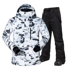 Лыжный костюм для мужчин, зимний, теплый, ветрозащитный, водонепроницаемый, для спорта на открытом воздухе, зимние куртки и штаны,, лыжный костюм, Мужская футболка для сноуборда, мужской бренд