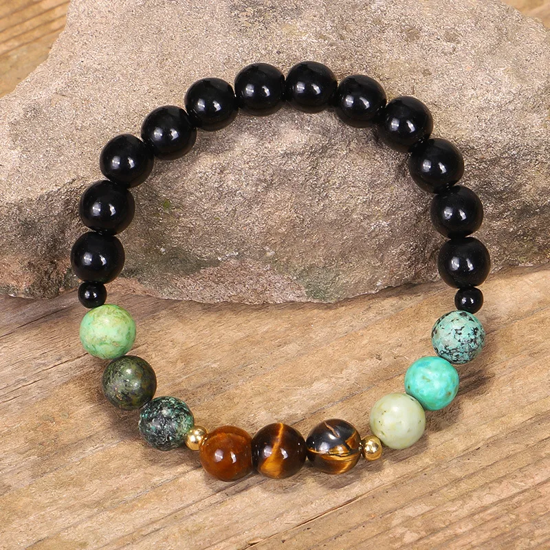 African Turquoise Tassel Necklace Natural Tiger Eye Round Beads Bracelet On Hand Yoga Meditation Jewelry Gift ing