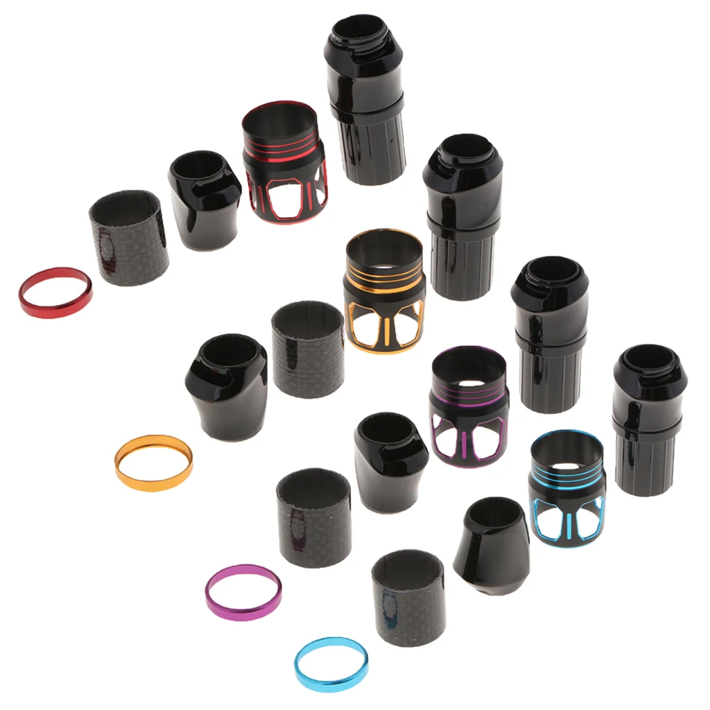Fishing Reel Seat Set Aluminum Alloy Plastic Locking Nut Decorative Trim Ring Rod Repair Fishing Reel Seat Fishing Tools
