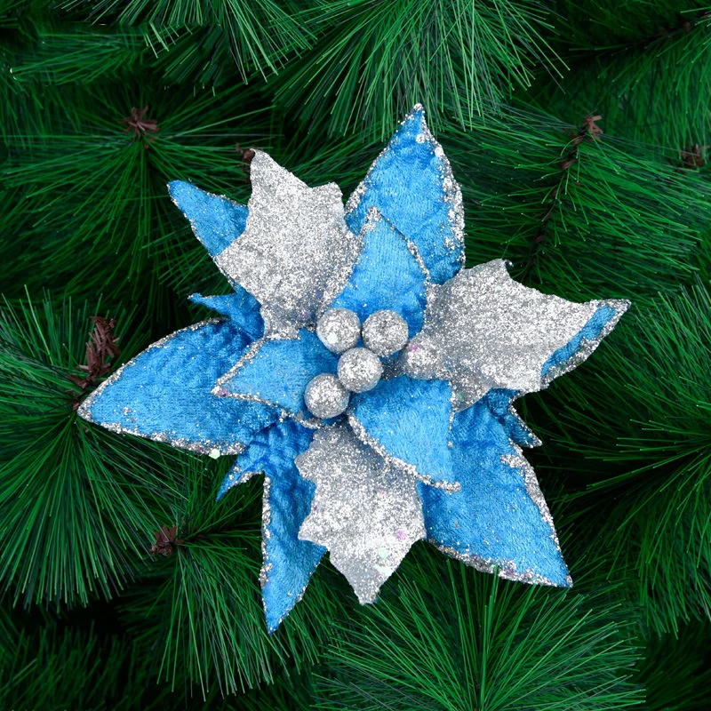 5 шт., искусственные блестки, цветы, блестки, Poinsettia, украшения для дома, фестивали, Рождественская елка, Свадебный декор, вечерние принадлежности