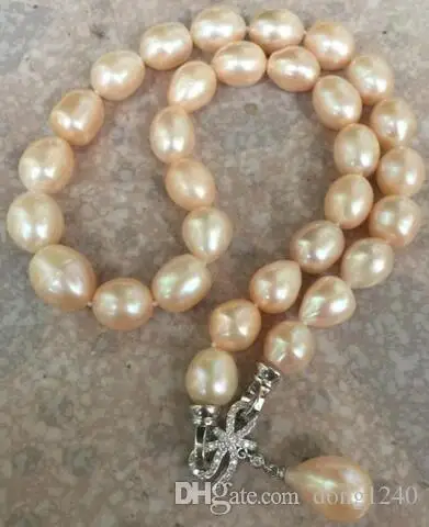 

gorgeous 11-13mm south sea baroque gold pink pearl necklace pendant 18inch