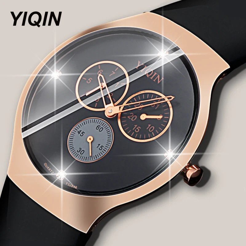 Модные Роскошные Кварцевые наручные часы черные женские водонепроницаемые часы женские часы резиновые мужские наручные часы для фитнеса часы с бриллиантовым циферблатом
