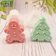 

Christmas Tree Gingerbread Man Mold Plaster Candle Baking Tool Silicone Mold Chocolate Cake Decorating Tools Mold for Baking