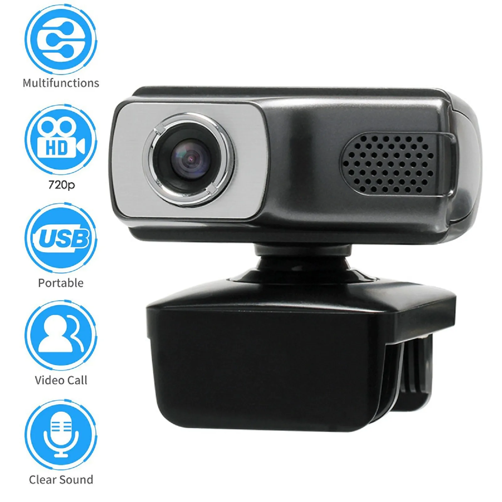 

720P HD Webcam With Microphone 360 Degree Rotation USB 2.0 Driver-Free Web Camera Computer Cam For PC Laptop Live Video Chat