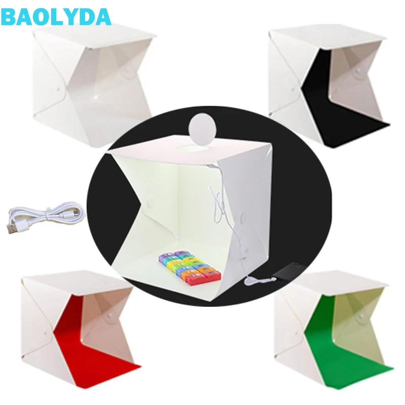 Baolyda Whitebox фотобокс освещение 40*40 2LED мини лайтбокс фотостудия комплект для