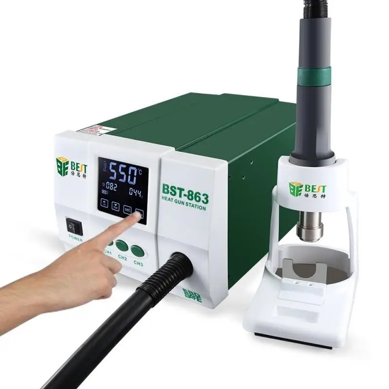 electric torque wrench Lead-free Adjustable Best 863 Hot Air Rework Station Soldering Touch Screen LCD 1200W 220V for Phone CPU PCB 120l/min +/- 1 C electric impact drill