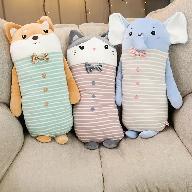 

65cm High Quality Bow-knot Elephant Cat Dog Plush Pillow Toy Soft Cartoon Animal Down Cotton Stuffed Doll Lovers Birthday Gifts
