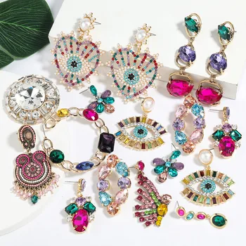 

Pauli Manfi 2020 Simple Multicolor Rhinestone Dangle Earrings Women's Exaggerated Popular Jewelry Accessories