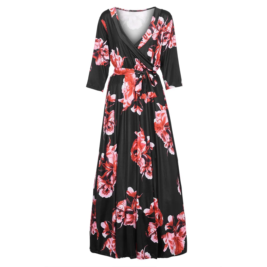 Женское платье, vestidos de verano vestido vadim ropa mujer, платья vestidos verano, Повседневное платье с принтом, рукав три четверти, XL-5XL, Z4
