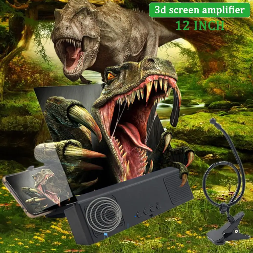 1" мобильного телефона 3D Экран увеличитель HD фильмы усилитель практично для телефона с подставкой-держателем и настольная фоторамка Bluetooth Динамик