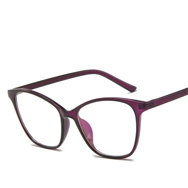 Оправа для очков в стиле кошачьи глаза женские ретро черные прозрачные оптические очки оправа для очков Gafas Oculos прозрачные поддельные очки - Цвет оправы: Фиолетовый