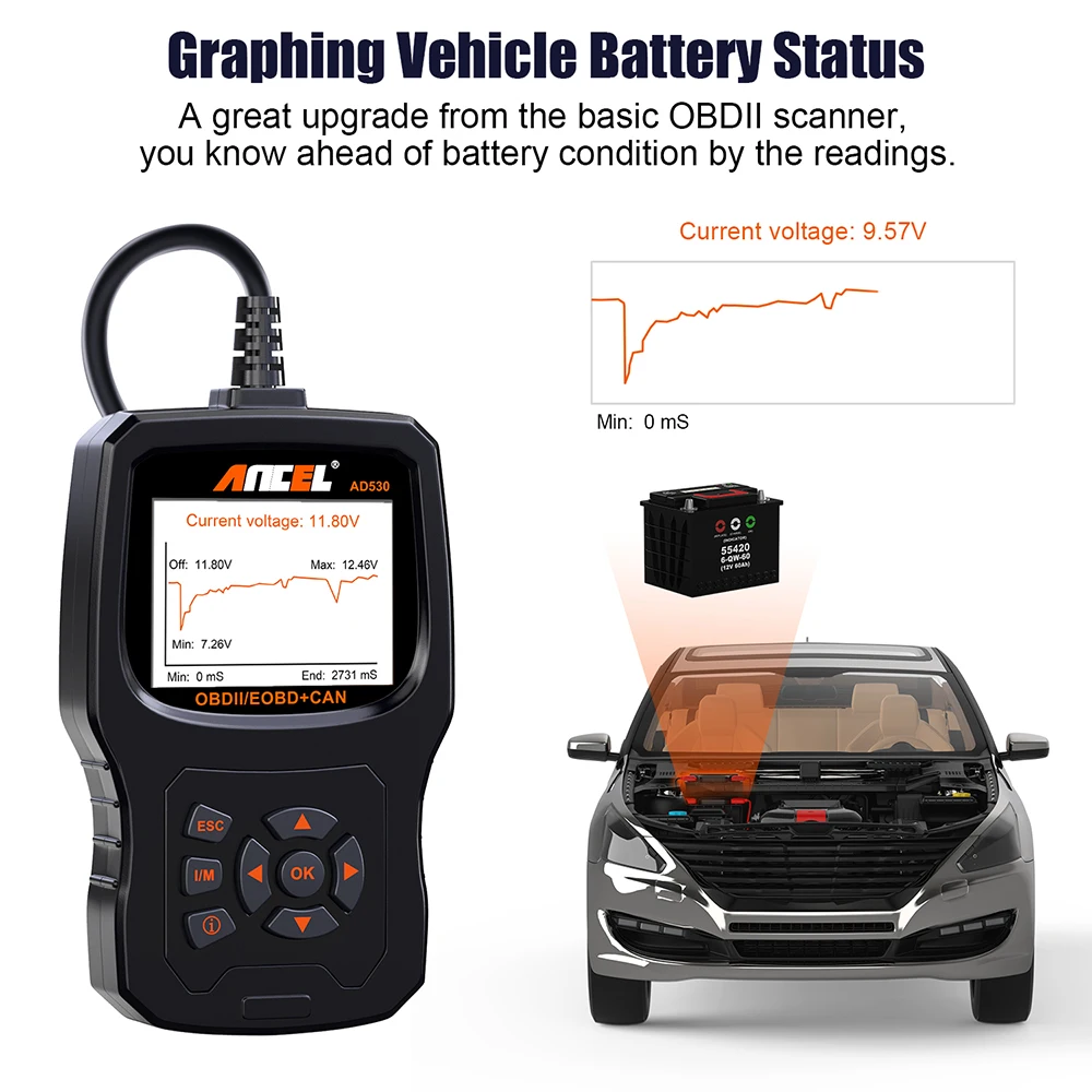 Диагностический прибор Ancel AD530 OBD2 ODB инструмент для диагностики автомобильного