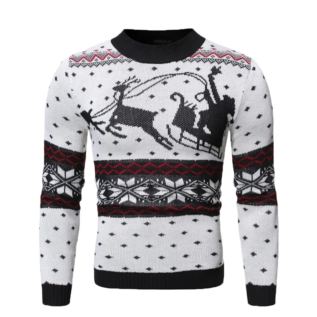 

Feitong 2019 Winter Warm Sweater Elegant Men Autumn Pullover Christmas Print Knitted Sweater Man Clothing Male Sweter