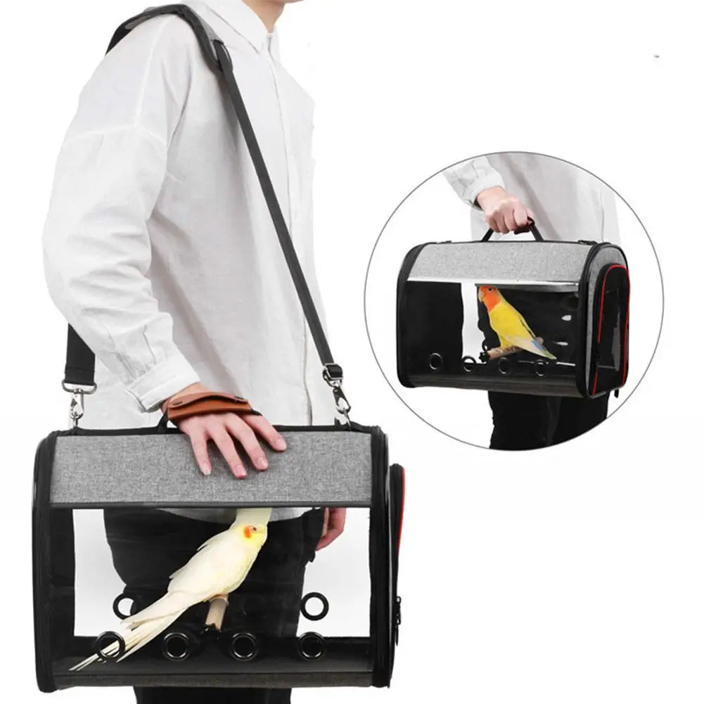 

Bird Travel Carrier Transparent Portable Parrot Tote Backpack with Double Zipper Design