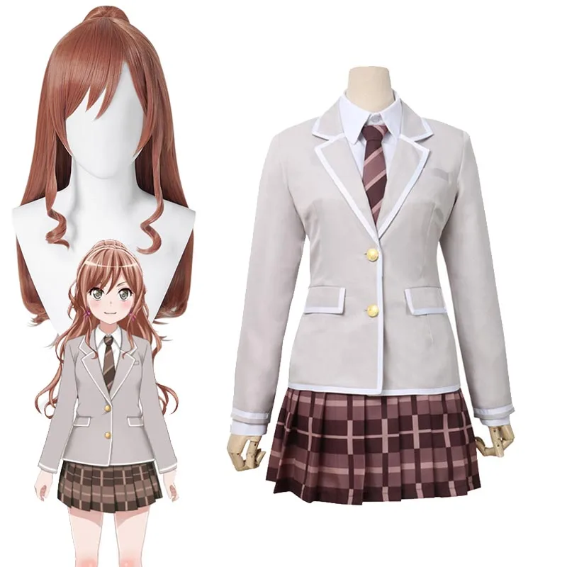Imai Lisa Cosplay Costume BanG Dream! Roselia Cosplay Wig High School Girl JK Uniform Suit Halloween Party 0 (1)