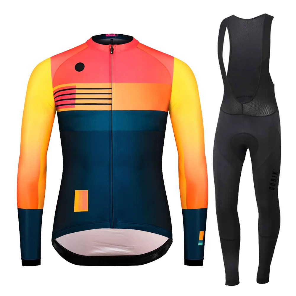 

new RCC Pro Team Winter Thermal Fleece Cycling Clothes Men Long Sleeve Jersey Outdoor Riding Bike MTB Clothing Bib Pants Sets
