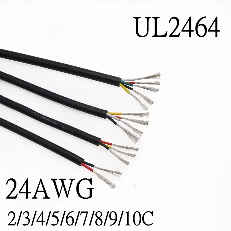 

1M Sheathed Wire Cable 24AWG Channl Audio Line 2 3 4 5 6 7 8 9 10 Cores Insulated Soft Copper Cable Signal Control Wire UL2464