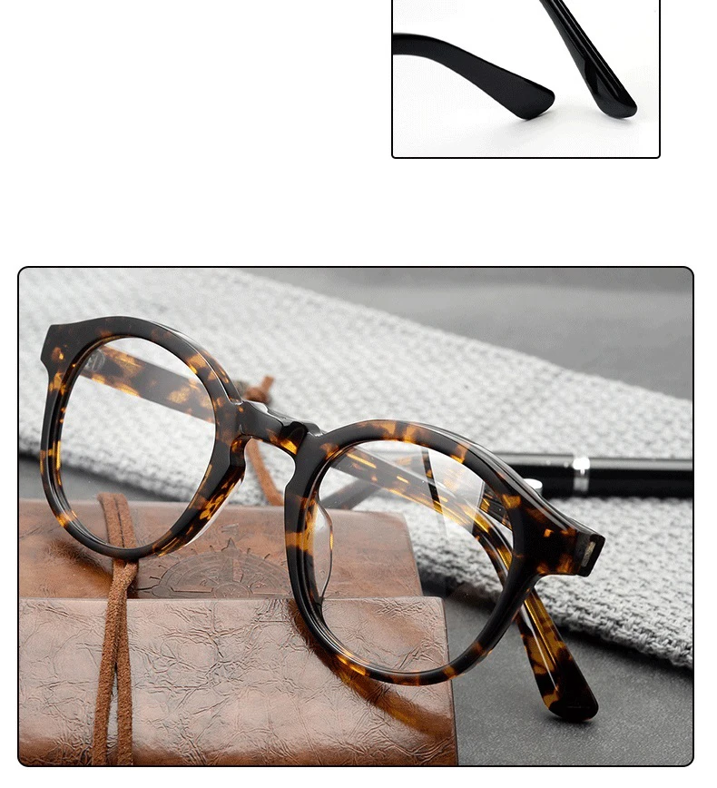 Ацетатные круглые очки мужские и женские винтажные Ретро прозрачные оптические очки в оправе оправы по рецепту мужские прозрачные линзы очки